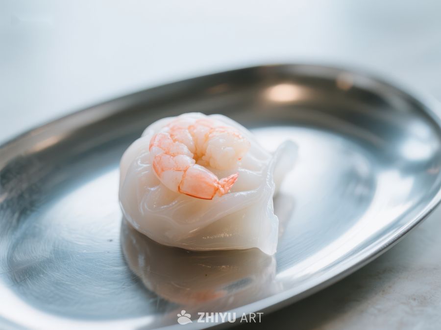 晶莹剔透的虾饺特写 505