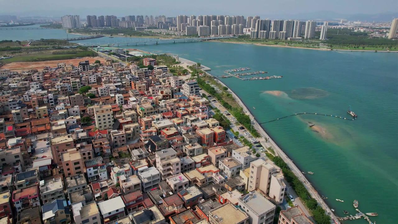 航拍厦门丙洲村景观