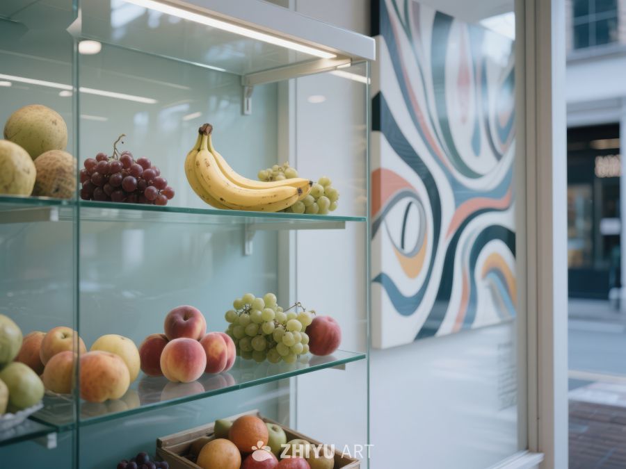 玻璃柜展示新鲜水果 35