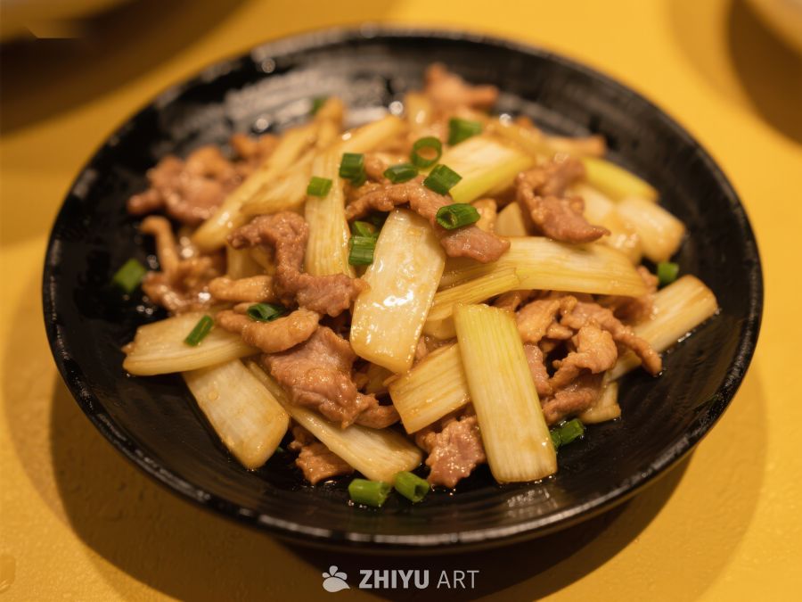 葱爆肉片，美味中式菜肴 87