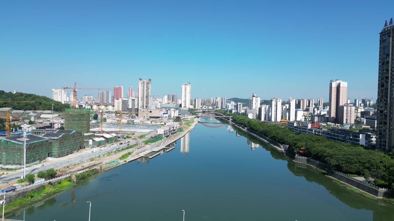 航拍江西宜春城市风光宜春建设