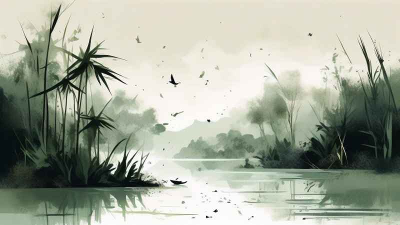 绿竹水墨插画背景图 19
