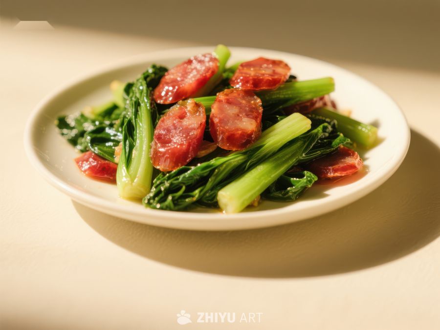 炒青菜配香肠，美味家常菜 55