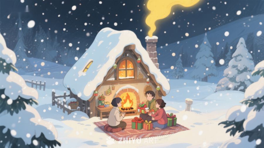 冬夜雪中温馨小屋 108
