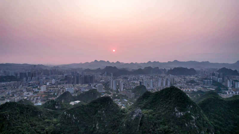 广西柳州城市风光航拍摄影图 