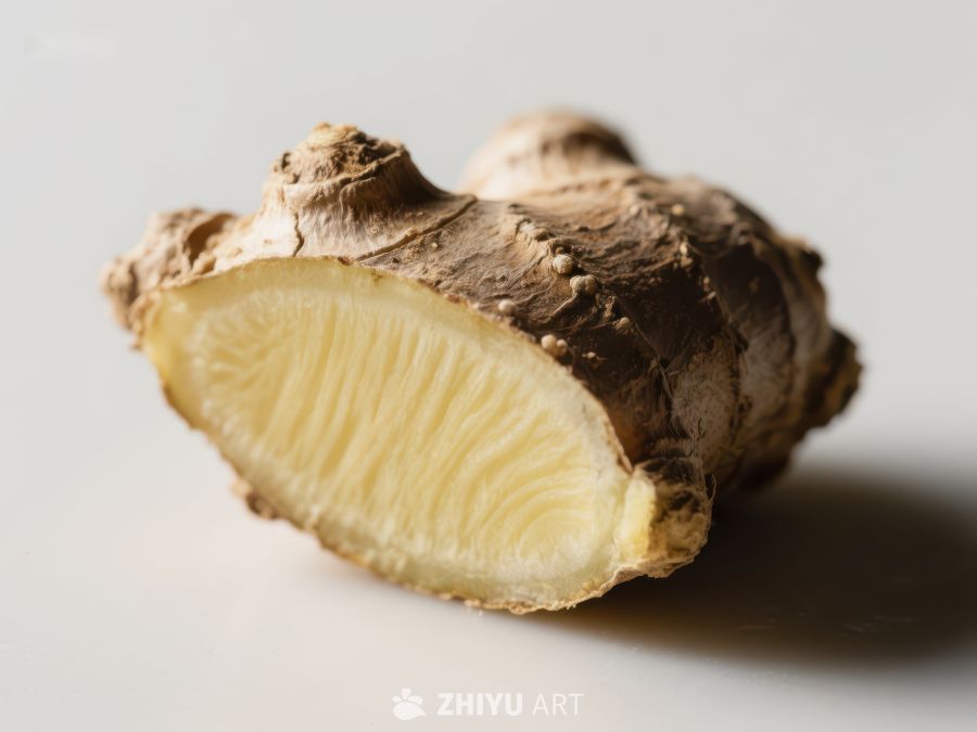 新鲜姜根的特写 443