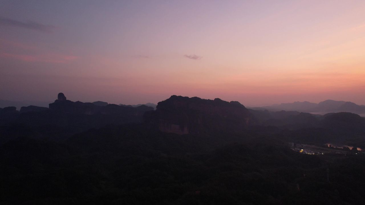 广东韶关丹霞山5A景区日出日落晚霞航拍 