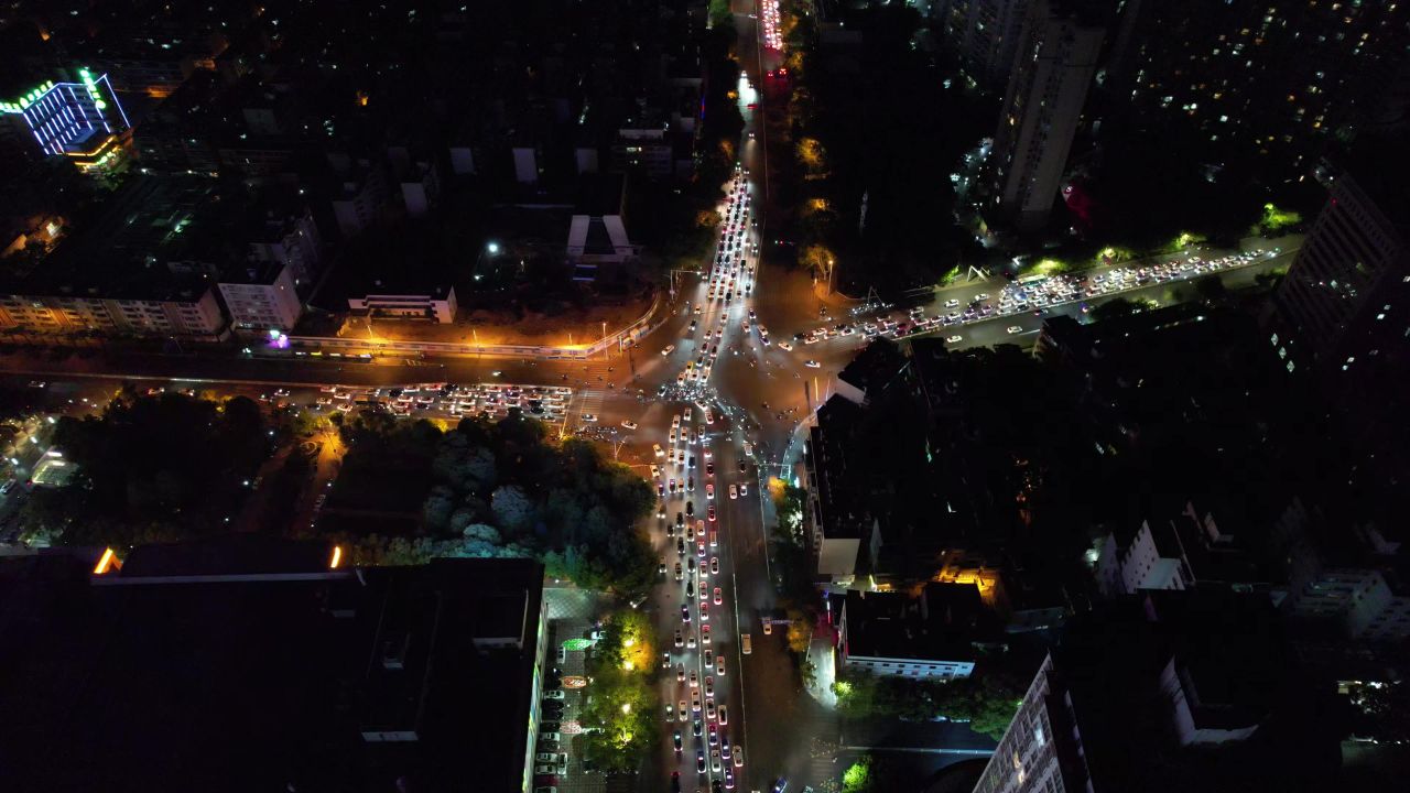 城市 夜景 高架桥 交通 航拍