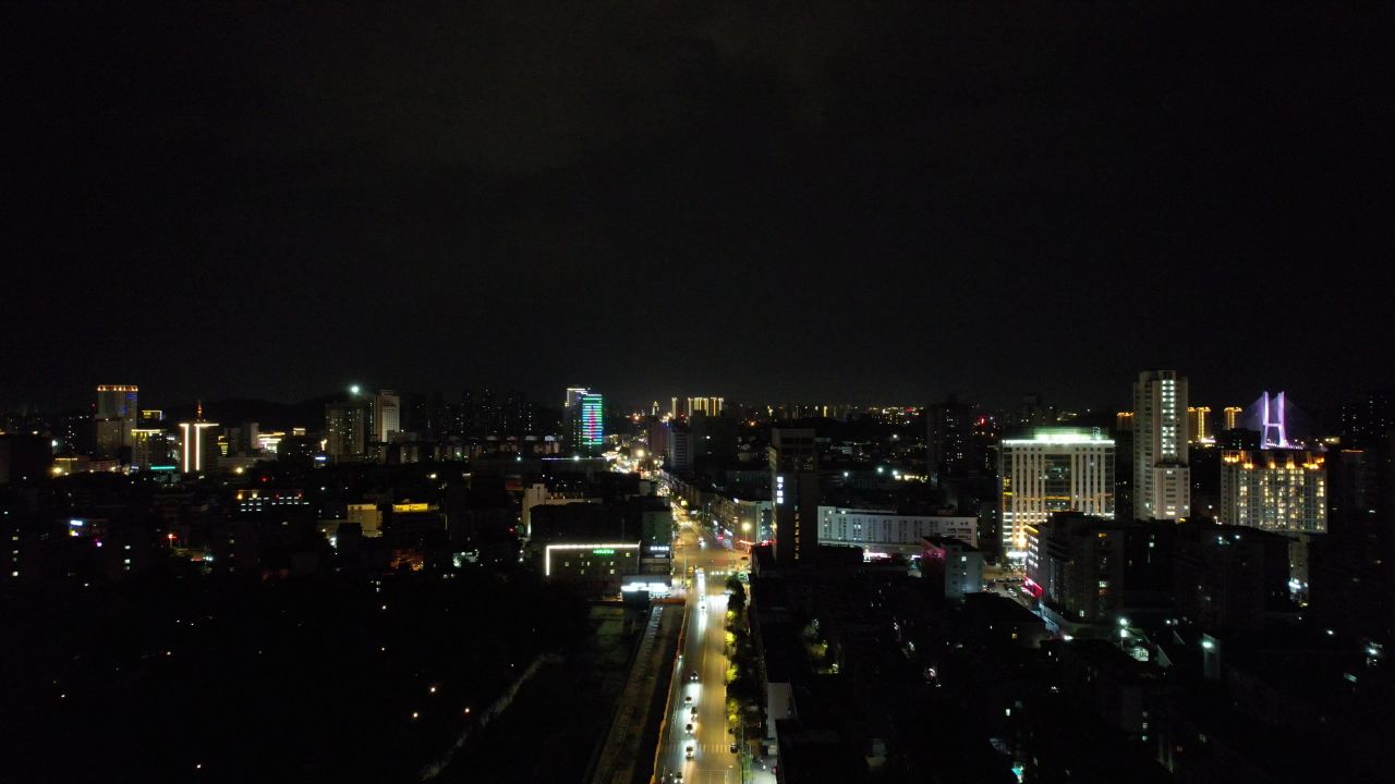 江苏徐州城市夜景灯光城市夜景航拍 