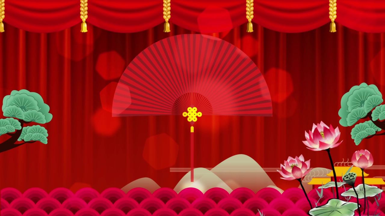 古风背景视频 中国风 意境春天 桃花 水墨 60