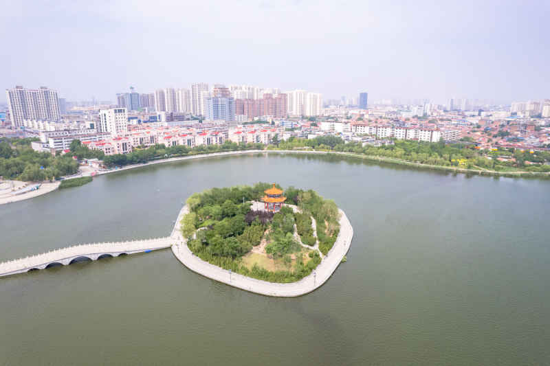 河北沧州城市风光地标建筑航拍图 