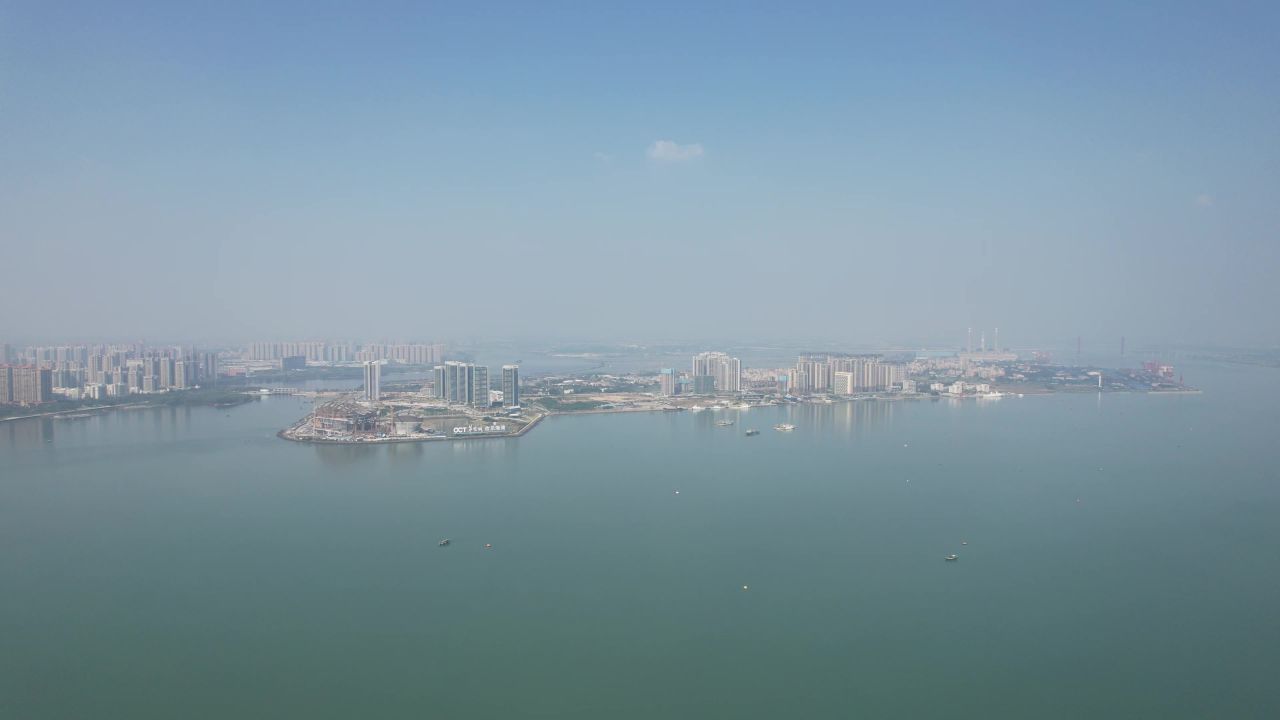 广东湛江城市风光湛江广州湾航拍 