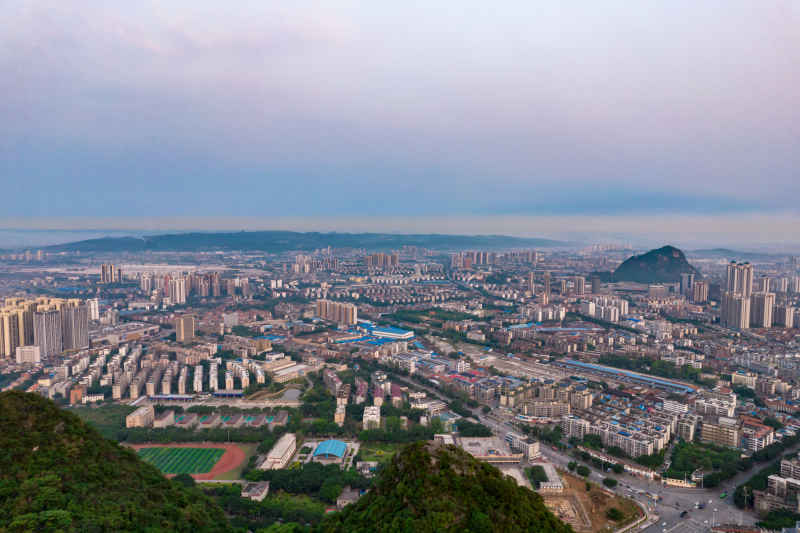 柳州城市清晨风光航拍
