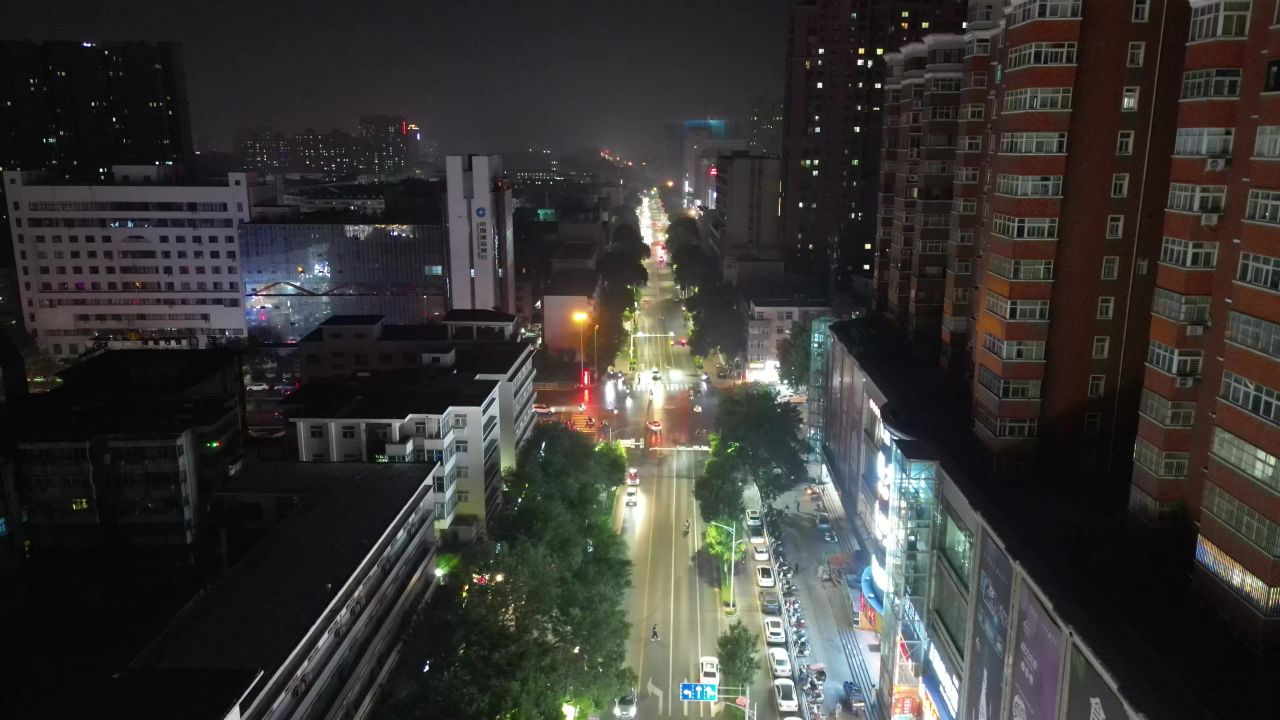 河南新乡城市夜景灯光航拍