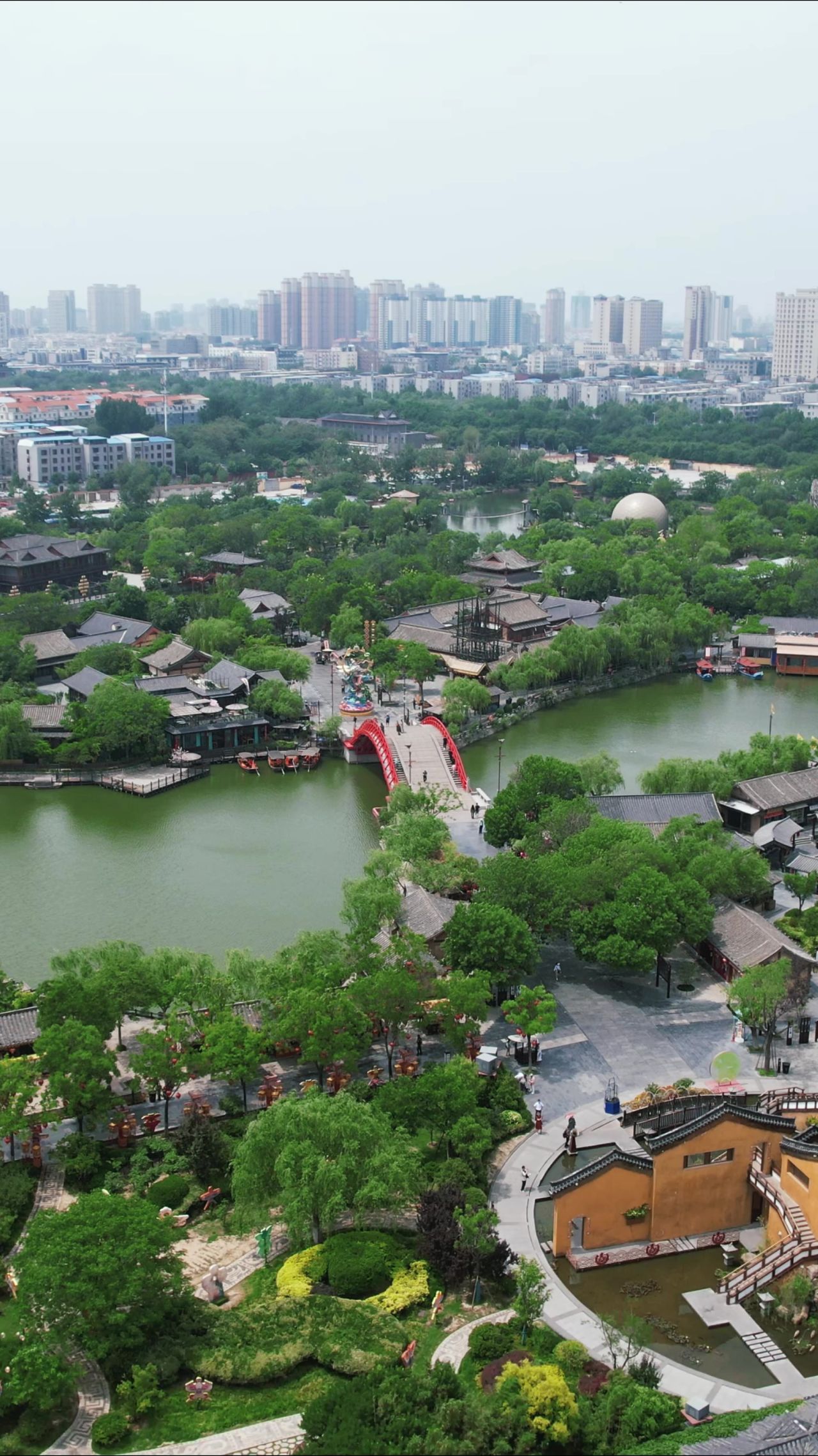 河南开封城市风光旅游景区航拍 