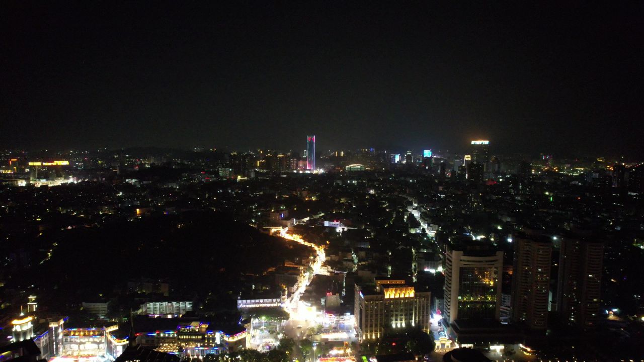 广东中山城市夜景灯光航拍