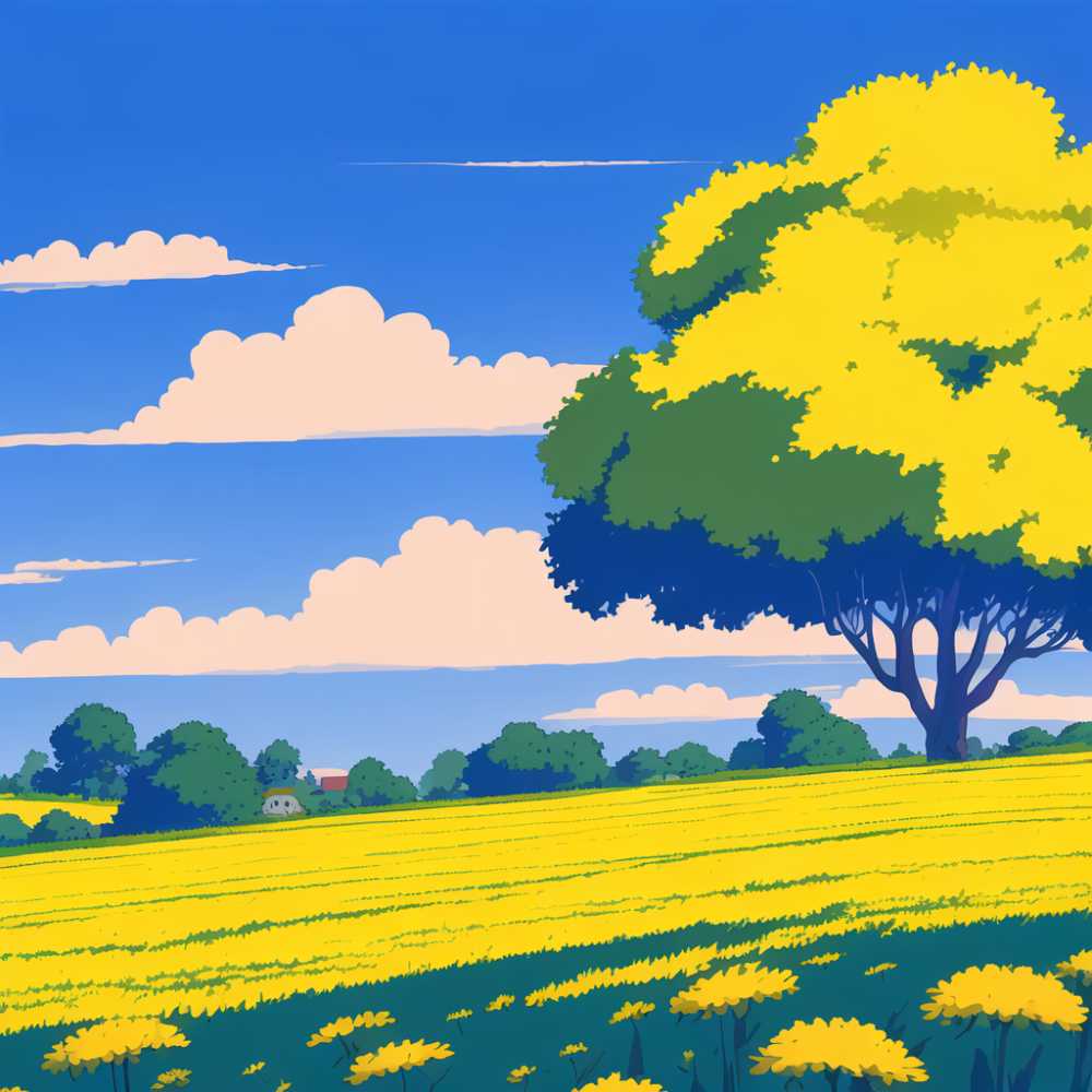 黄色插画风景简约