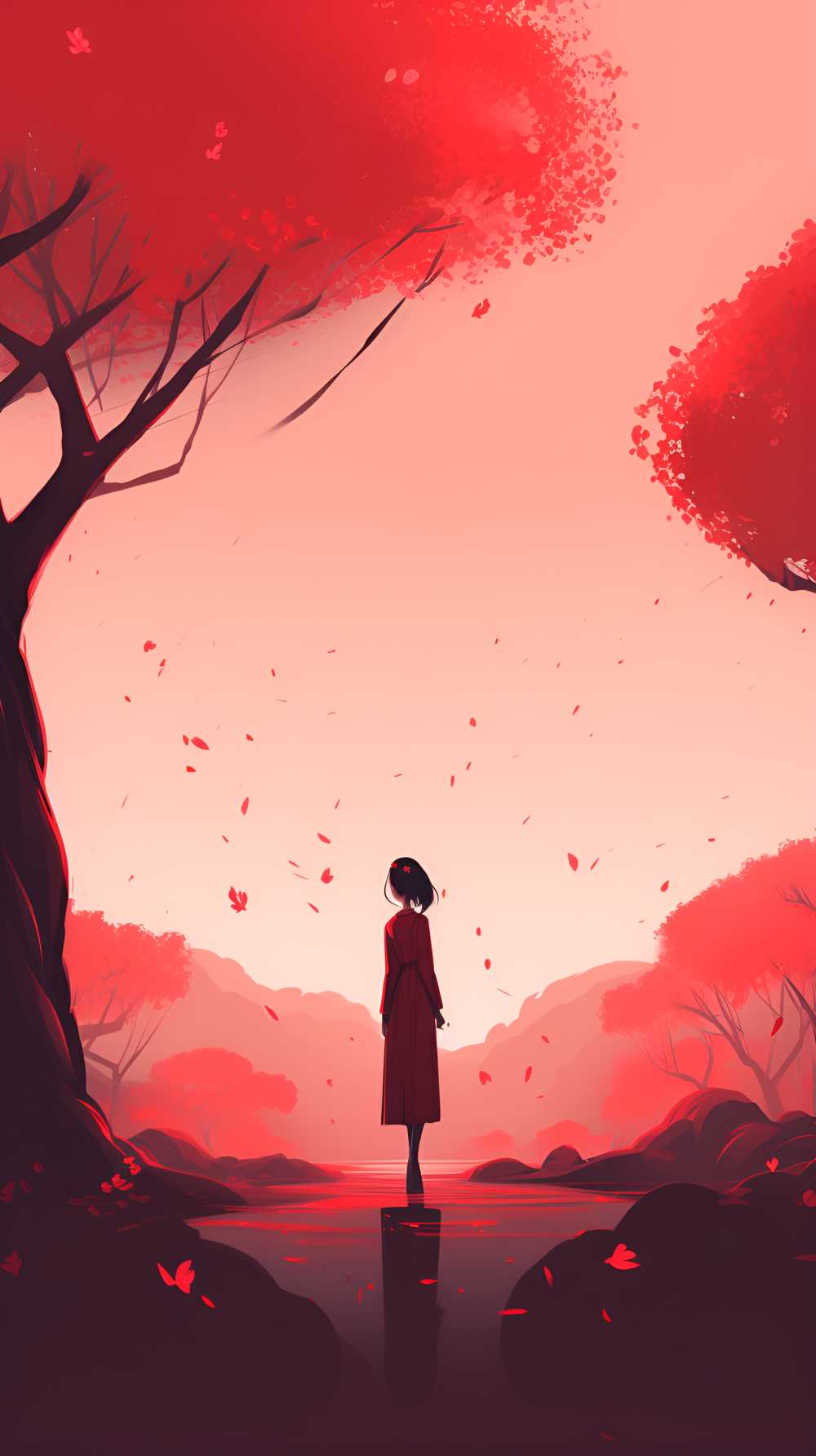 红色唯美背景意境