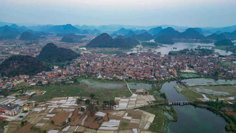 航拍云南普者黑5A景区风景