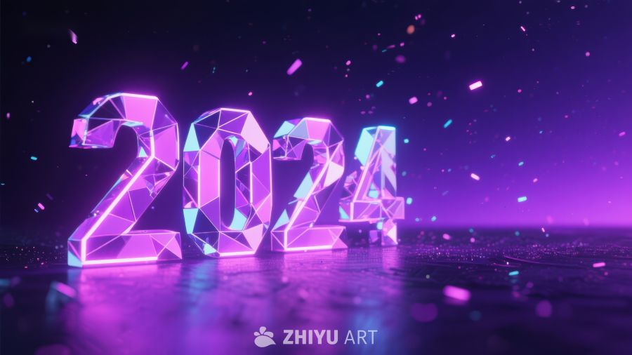 2024年霓虹数字艺术背景 2