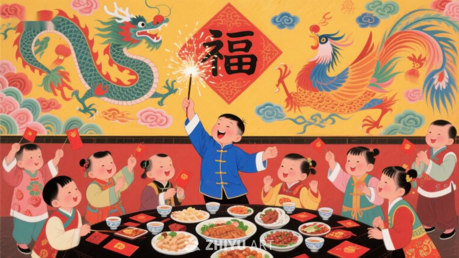 儿童欢庆春节，共享团圆美食 208