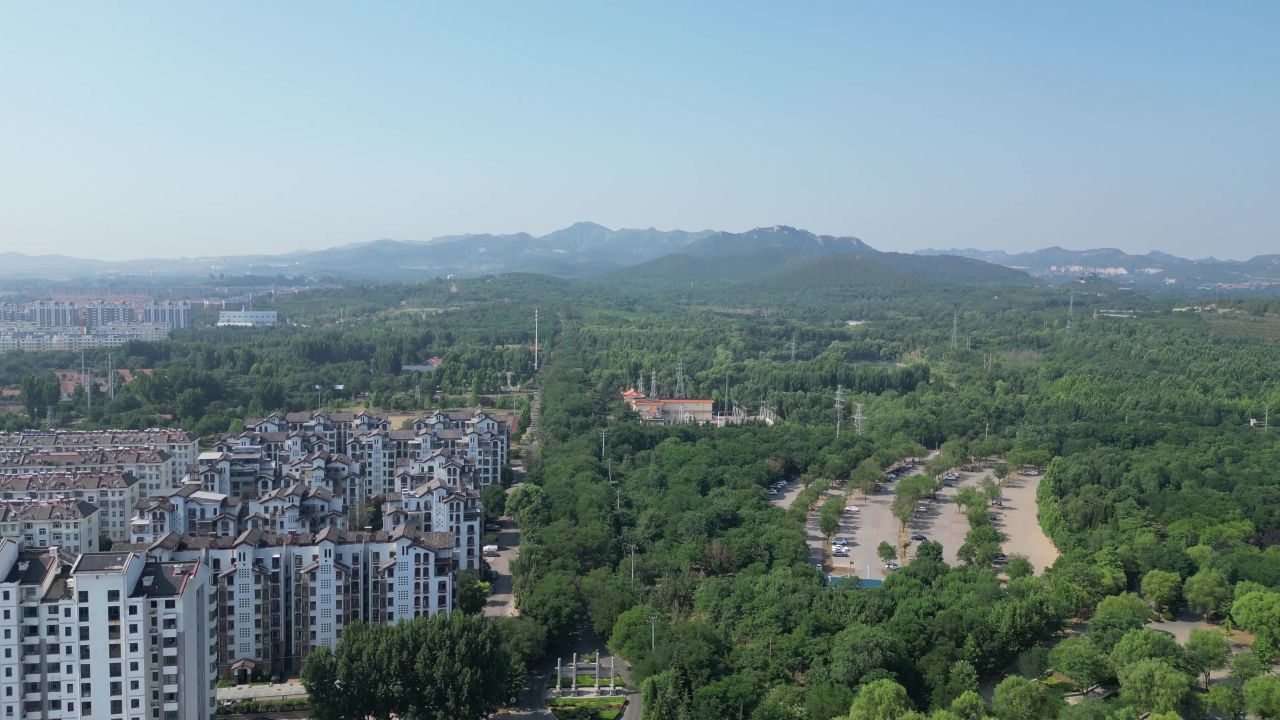航拍山东潍坊青州城市风光