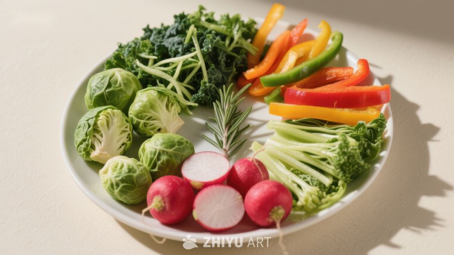 新鲜蔬菜拼盘，色彩丰富