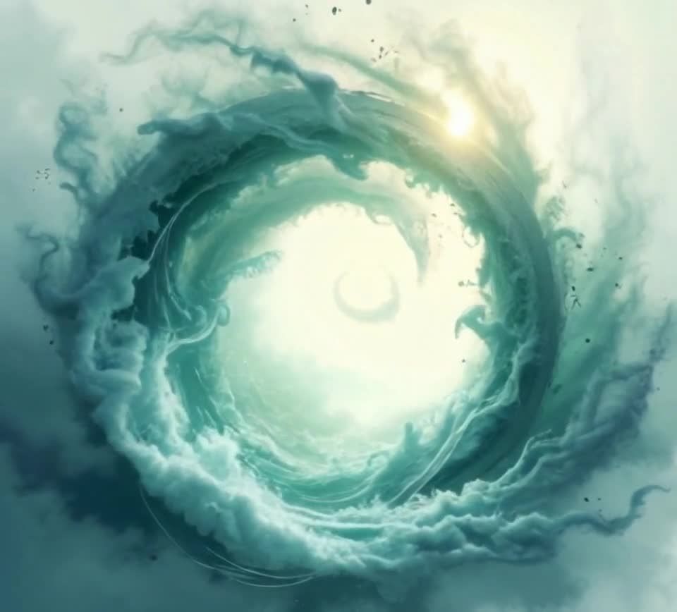 黄帝内经：云雾环绕，金色字体呈现神秘感