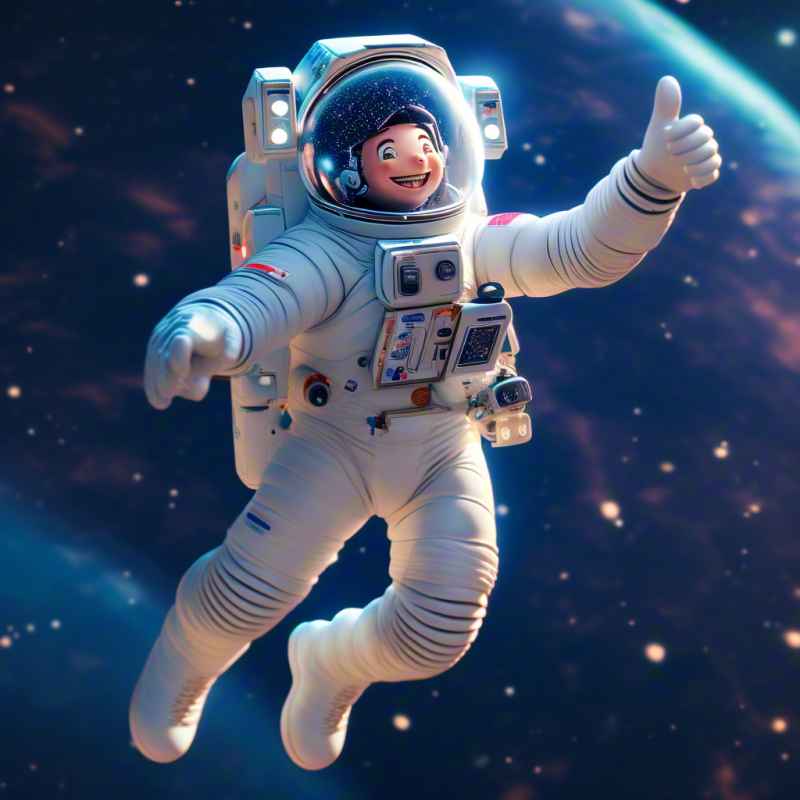 宇航员在太空中比手势大拇指 3