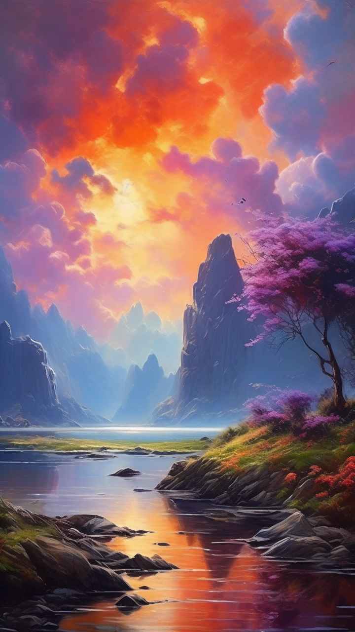 火烧云自然主题插画 24