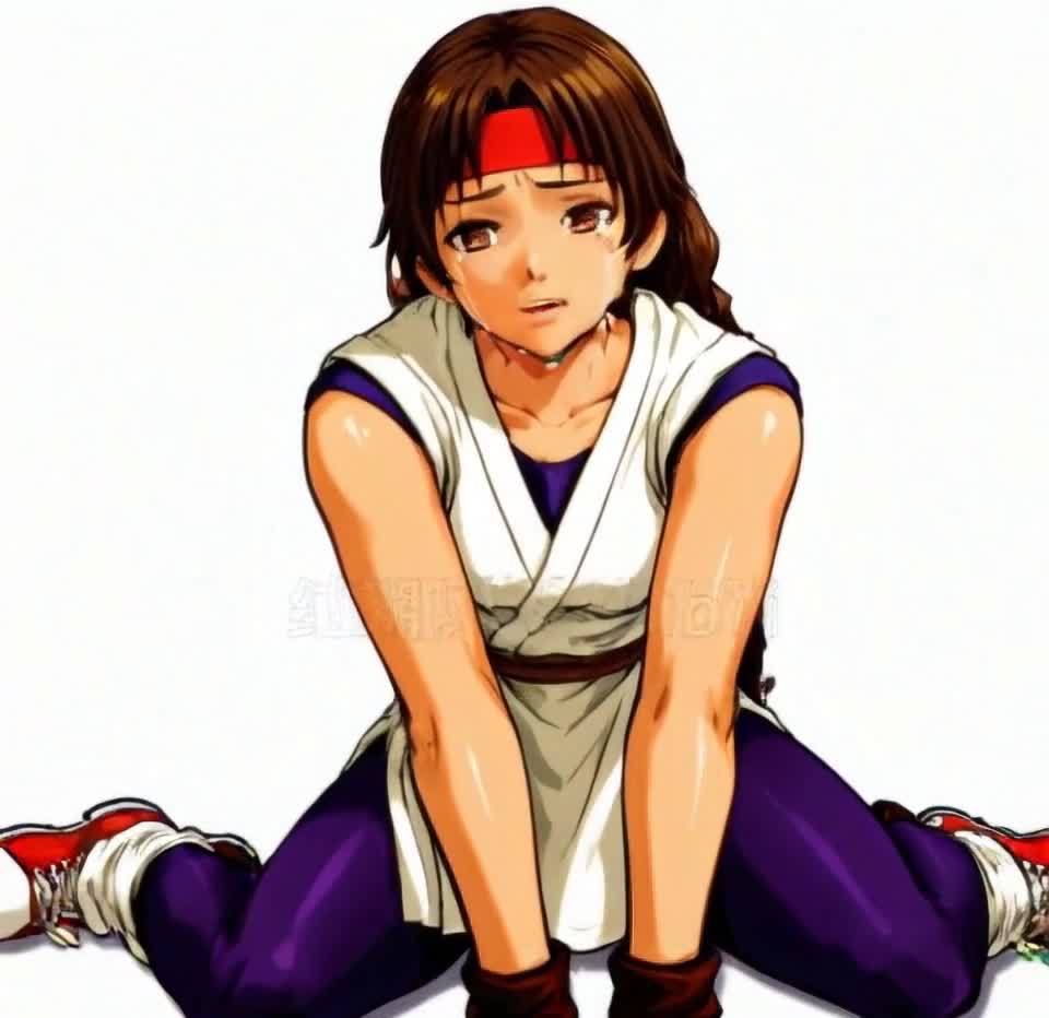 悲伤流泪的棕发红头带动漫少女