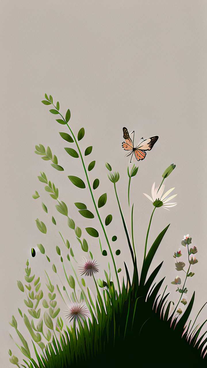 蝴蝶小花插画