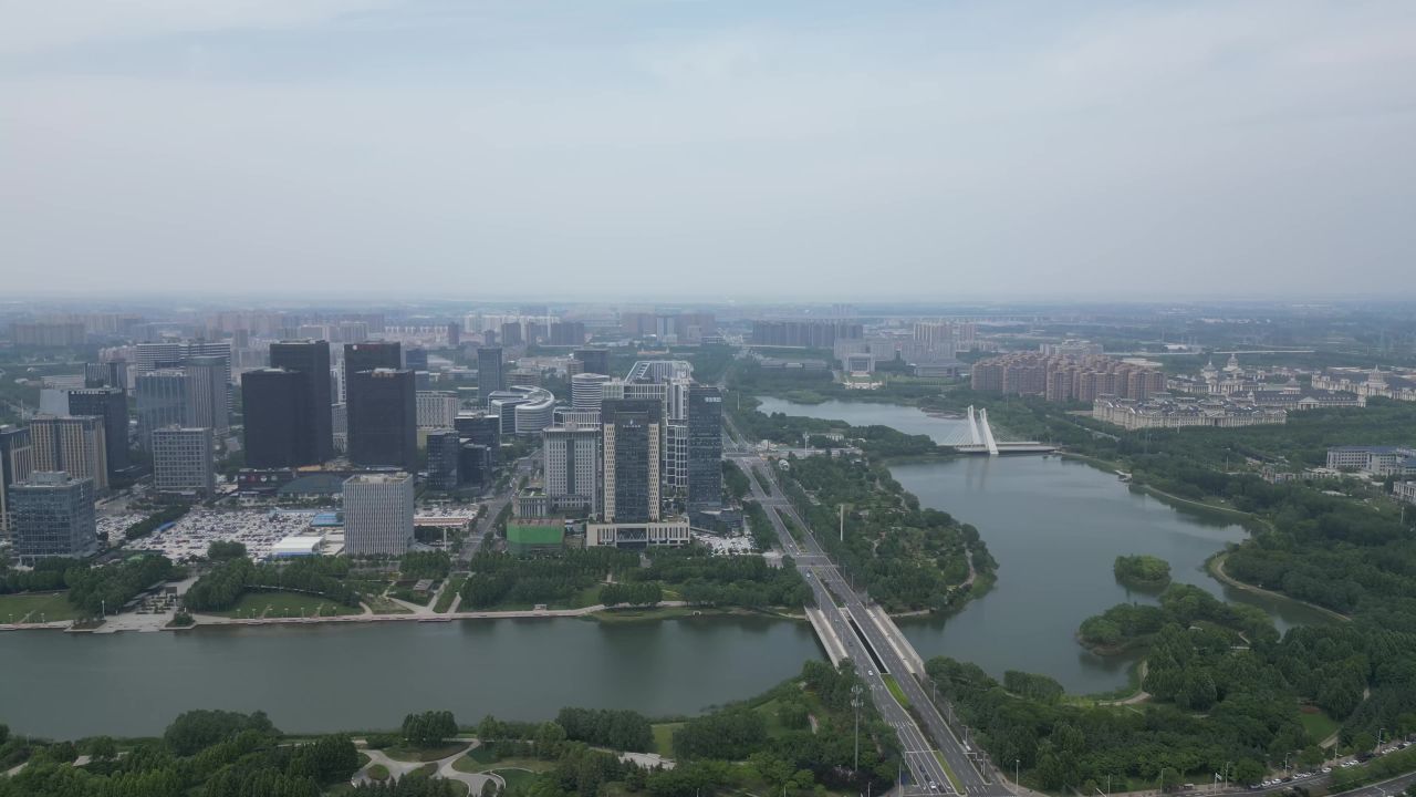 河南郑州城市风光地标建筑航拍 