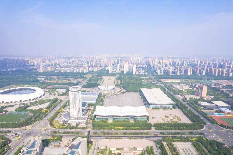 河北沧州城市风光地标建筑航拍图 