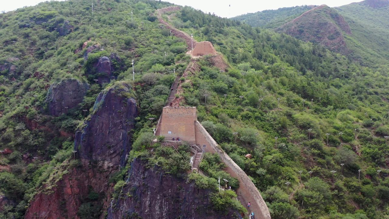 4K航拍河北张家口大境门长城