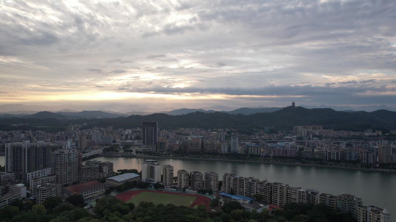 广东韶关城市风光航拍 