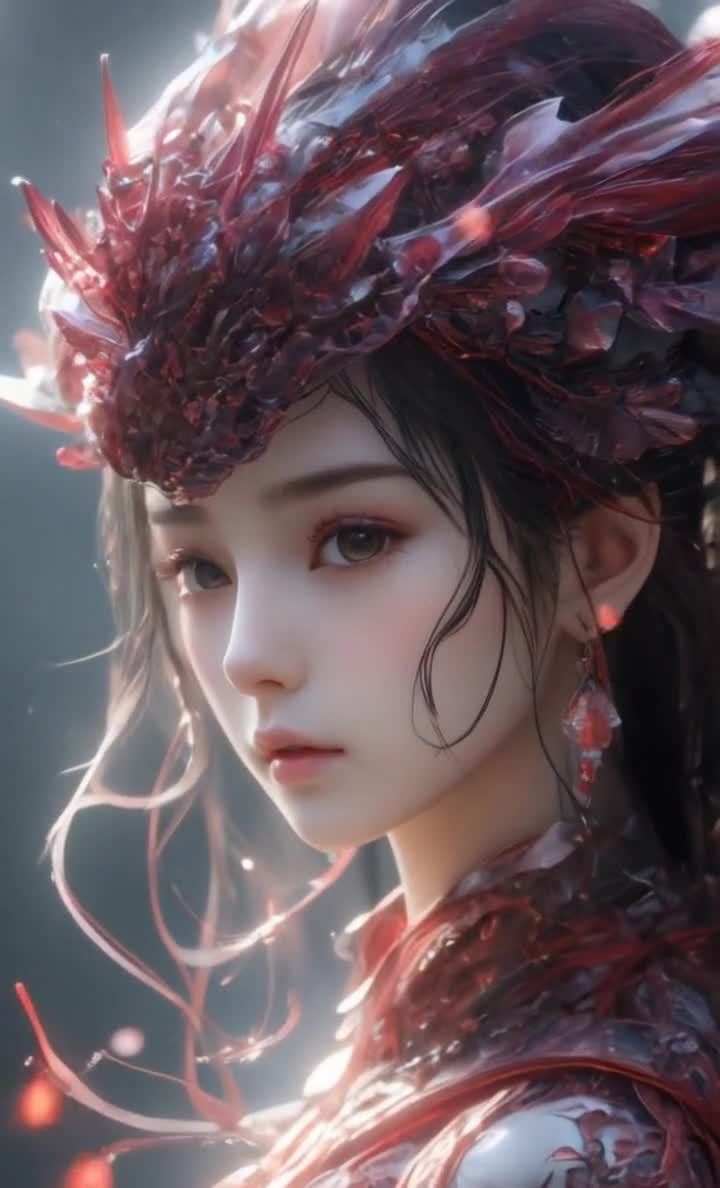龙鳞头饰少女画像
