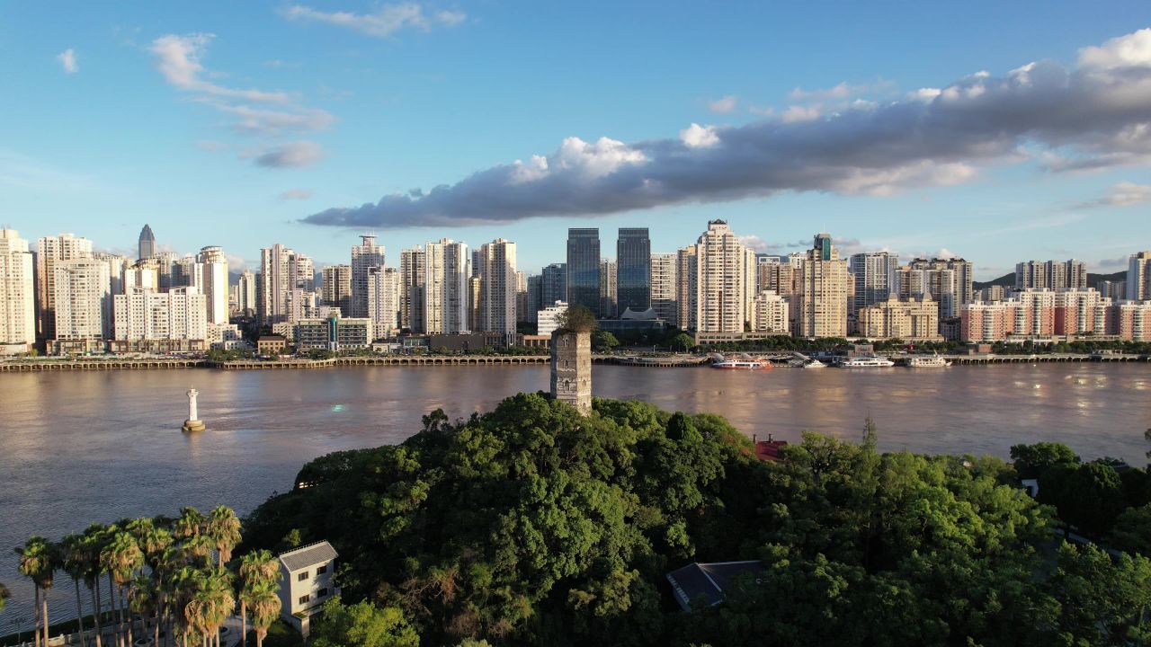 浙江温州江心屿4A景区航拍 