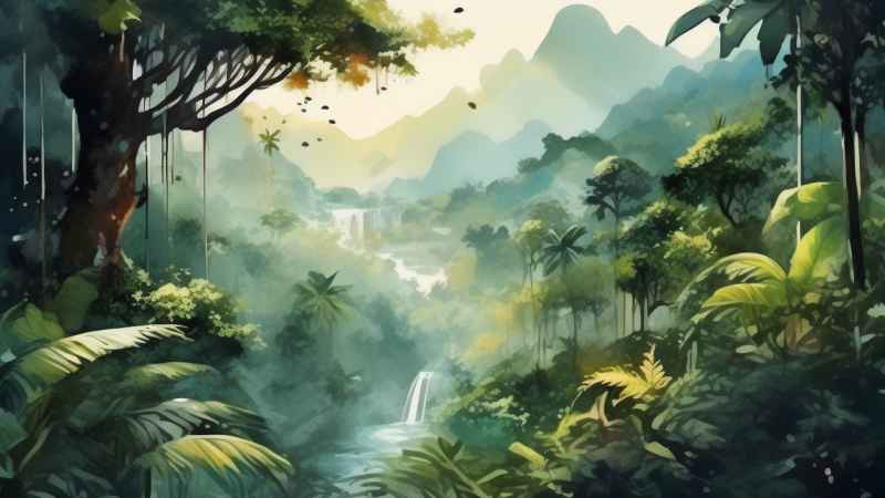 俯瞰热带雨林概念插画 19