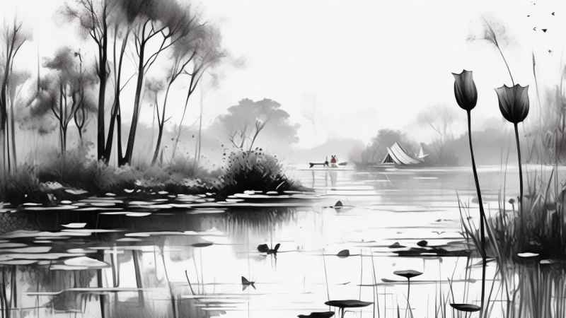 国风水墨山水画简约风格插画 10