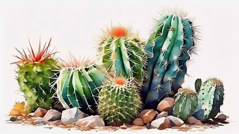 仙人掌自然植物插画 34