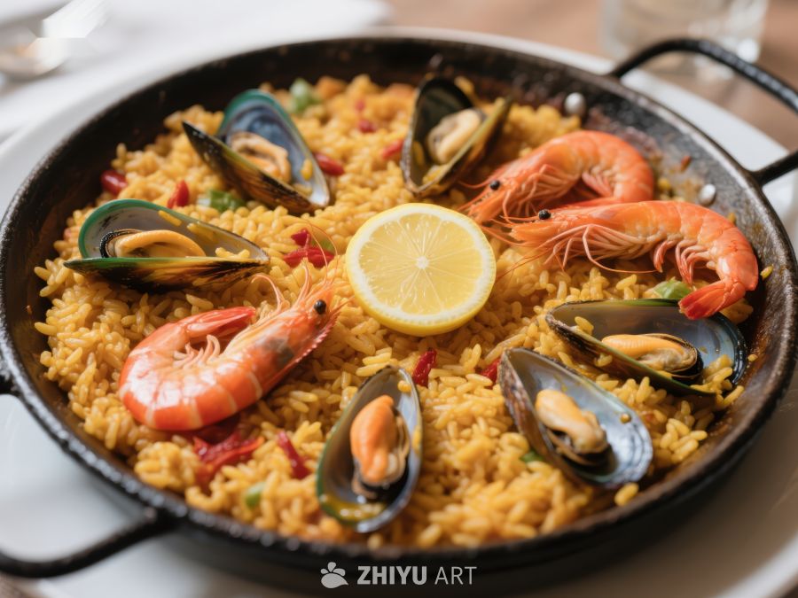 海鲜饭特写：虾、贻贝与柠檬 278