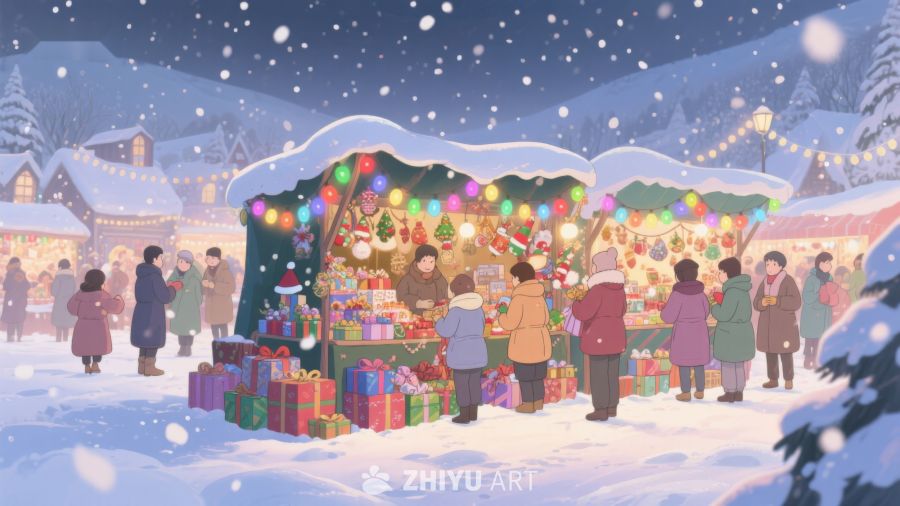 雪夜中的圣诞集市 495