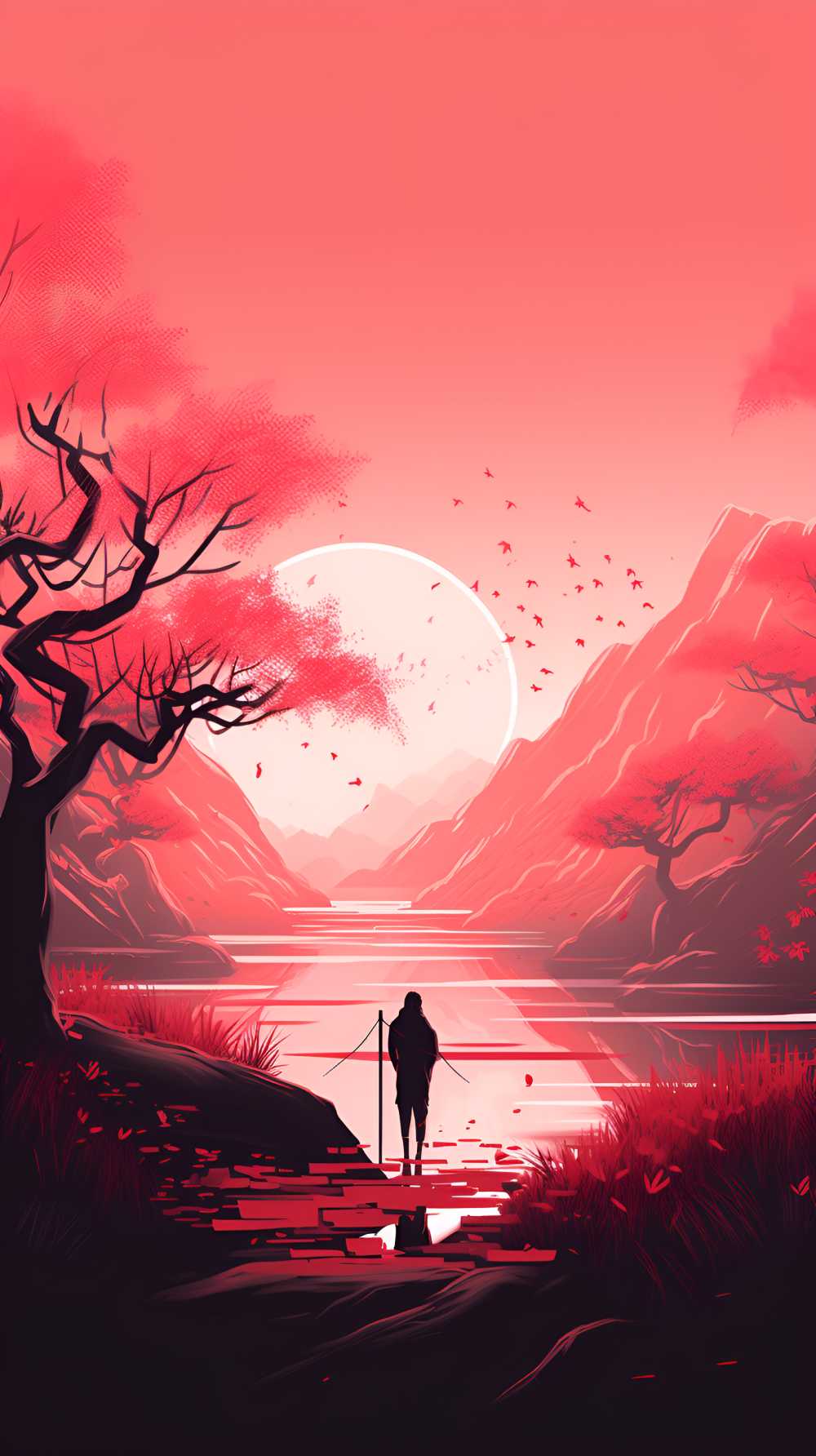 红色唯美背景意境