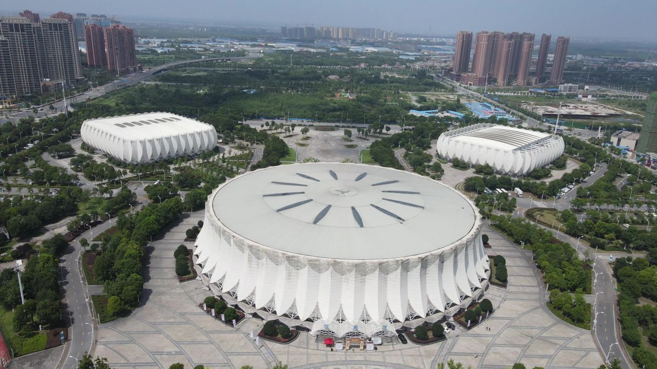 湖北荆州城市风光地标建筑航拍 