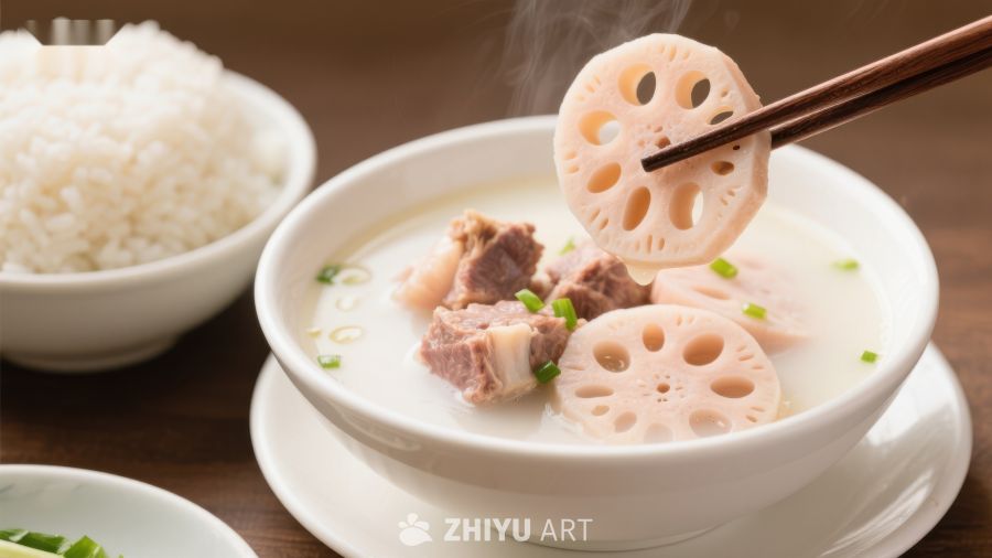 莲藕排骨汤，热气腾腾的家常美味