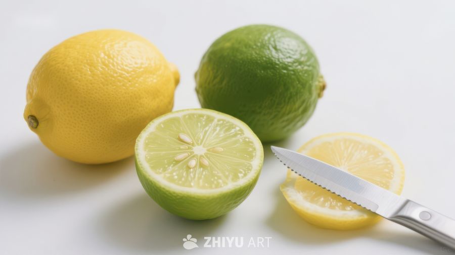 柠檬与青柠切片展示