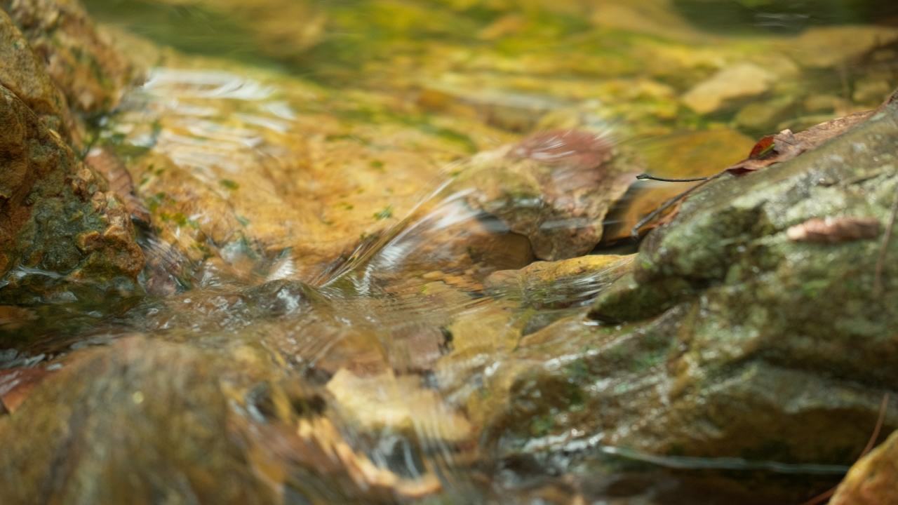 山泉水矿泉水潺潺小溪流水瀑布 36