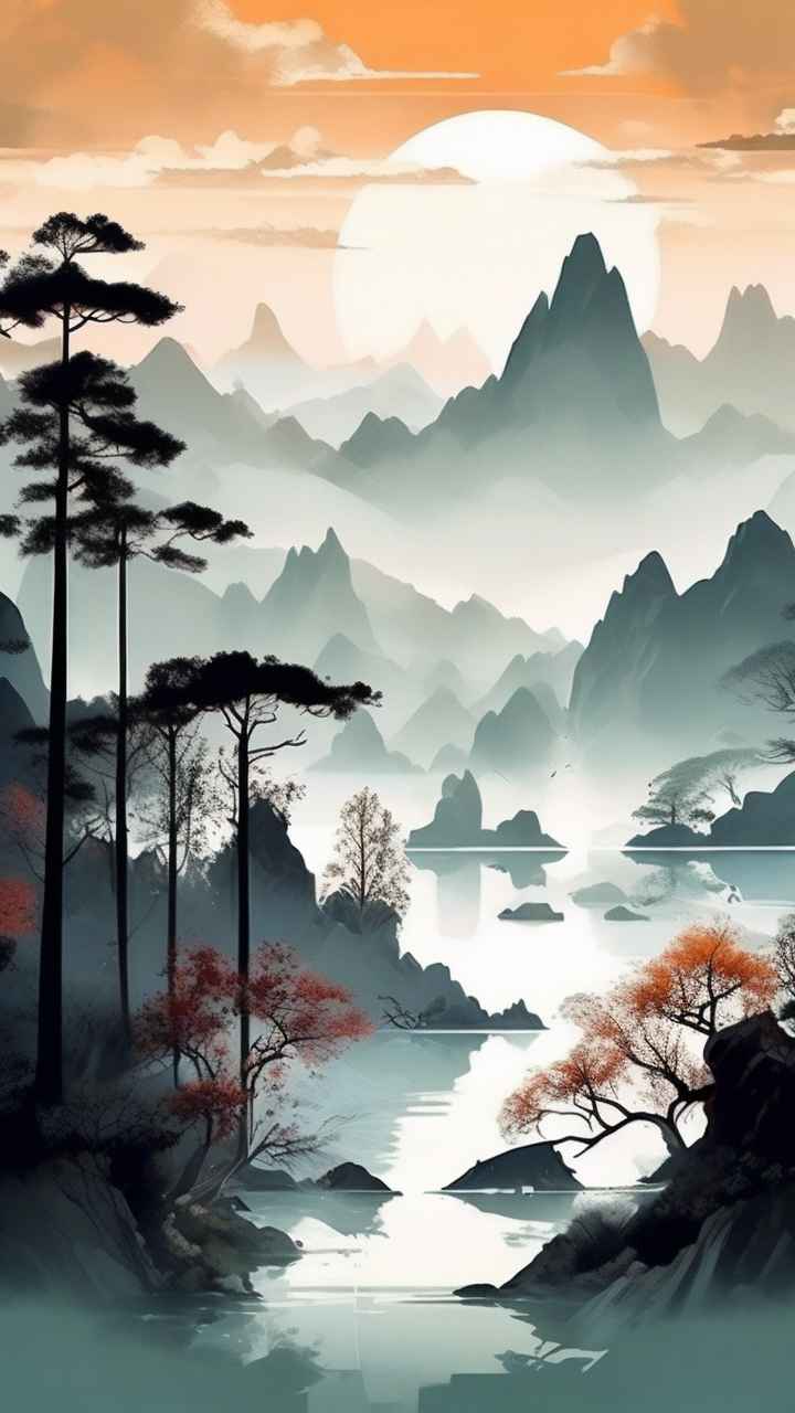 山水画国风背景 10