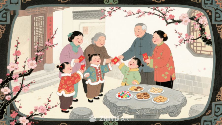 春节家庭团聚，长辈赠红包 105